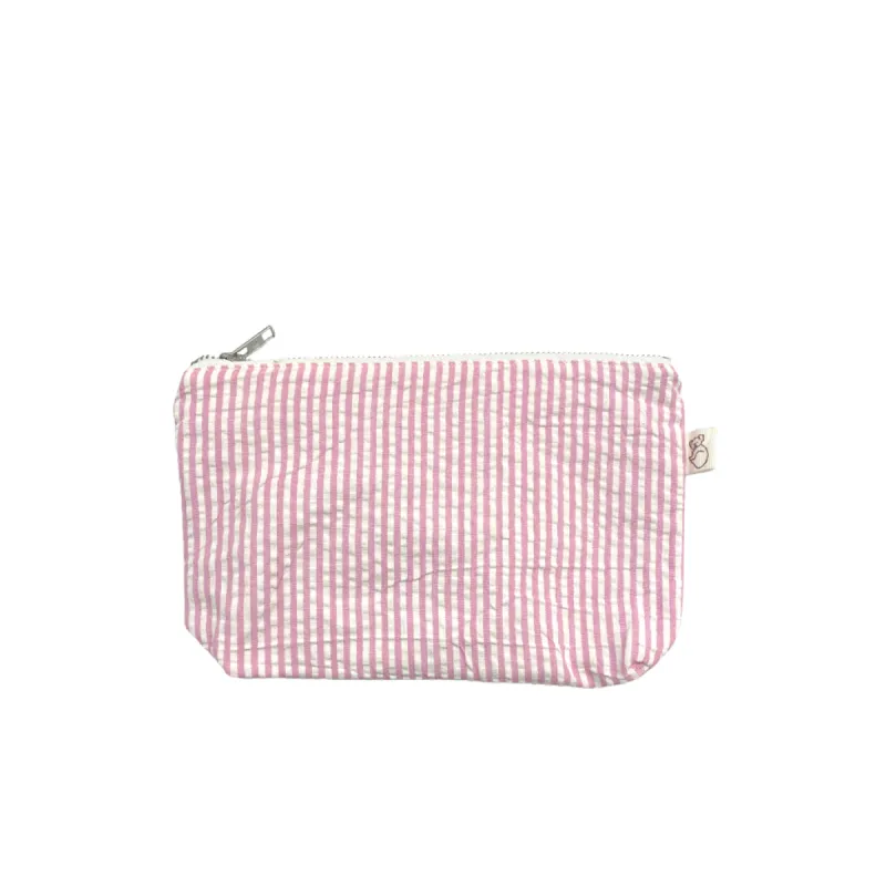 Makeup Bag: Pink Seersucker Basics sold by Quilted Koala