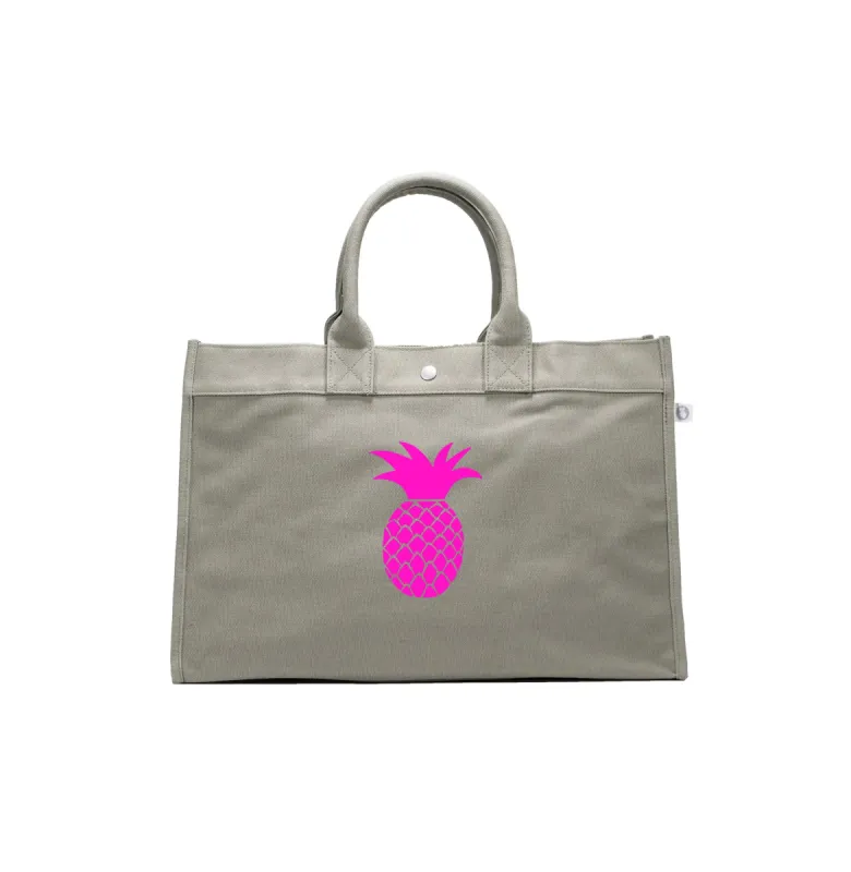 East West Bag: Olive with Neon Pink Matte Pineapple sold by Quilted Koala