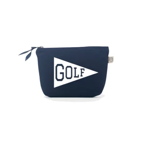 Makeup Bag Navy with White Matte Golf Flag sold by Quilted Koala