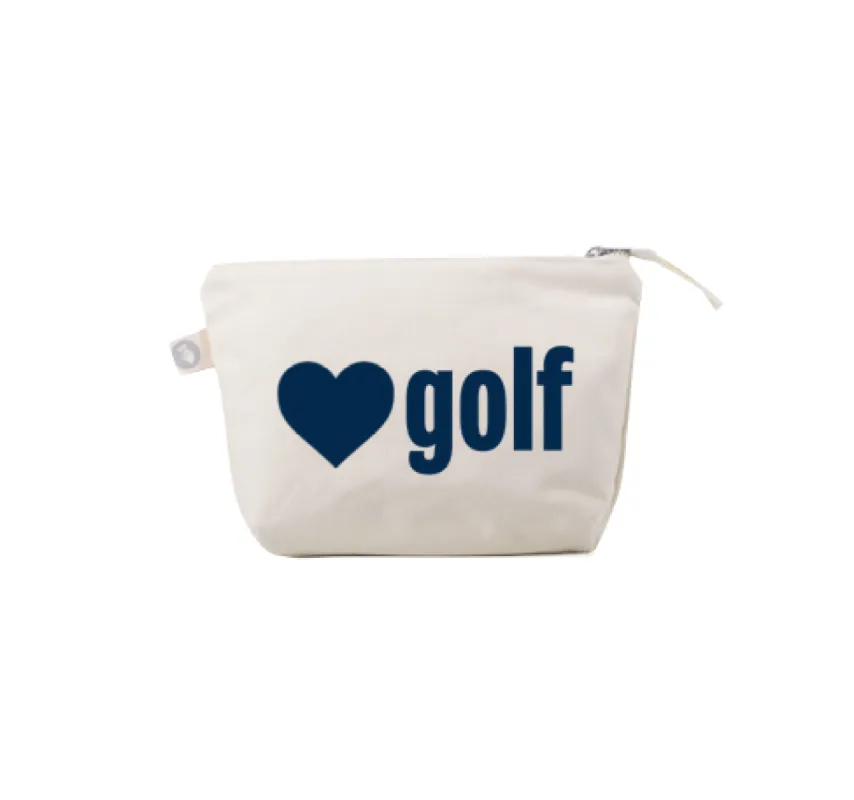 Makeup Bag Natural with GOLF HEART sold by Quilted Koala