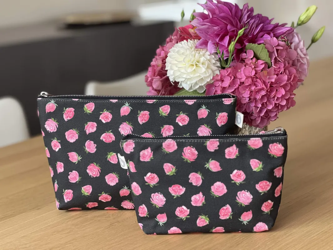 Black Floral Makeup Bag Set - Just added to the sale! sold by Quilted Koala