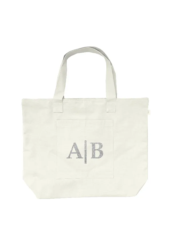 Natural Everything Bag - Split Letter Monogram sold by Quilted Koala