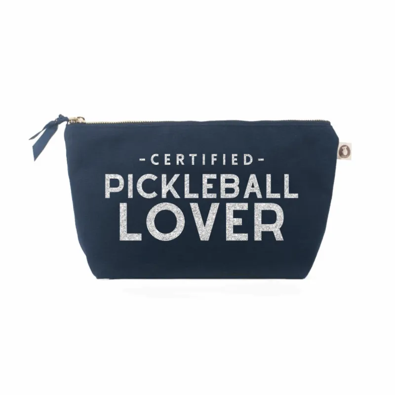 Clutch Bag: Navy - Silver Glitter Certified Pickleball Lover sold by Quilted Koala