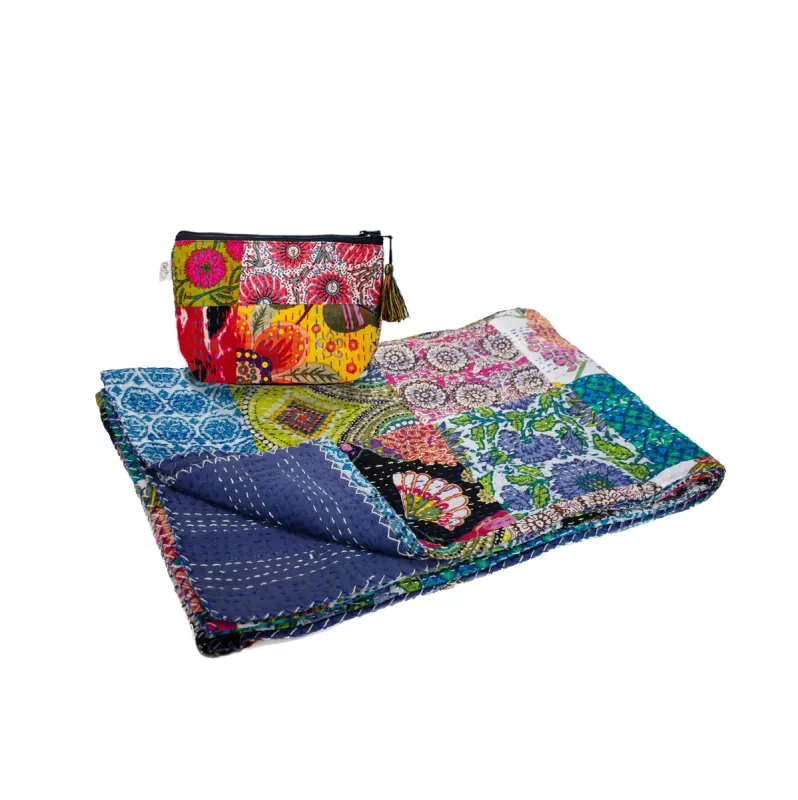 Multi Bright Boho Throw & Multi Bright Boho Makeup Bag Bundle ($158 value for only $58 use code: BOHOGIFT) sold by Quilted Koala