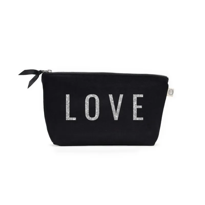 LOVE Collection: Clutch Bag Black with Silver LOVE sold by Quilted Koala