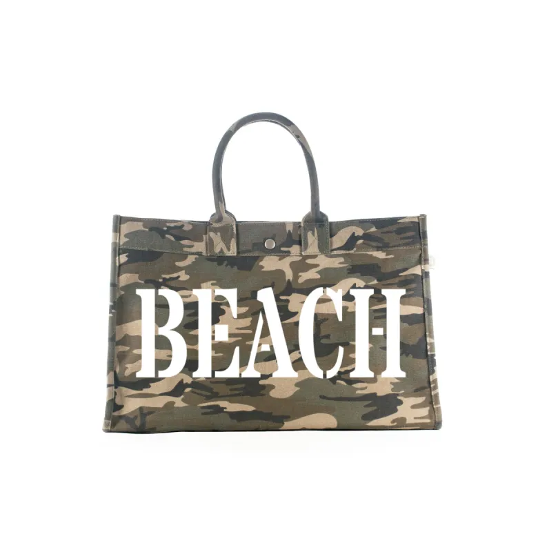 East West Bag: Green Camo with White Matte BEACH sold by Quilted Koala