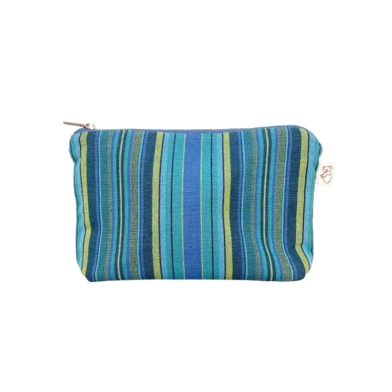 Makeup Bag Basics - Happy Blue Stripe sold by Quilted Koala