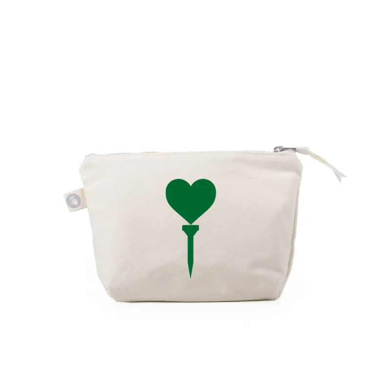 Makeup Bag Natural with Kelly Green Matte Heart Tee sold by Quilted Koala