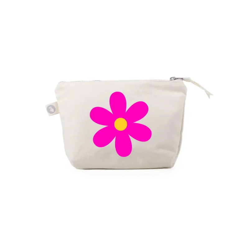 Makeup Bag Natural with Pink/Yellow Daisy sold by Quilted Koala