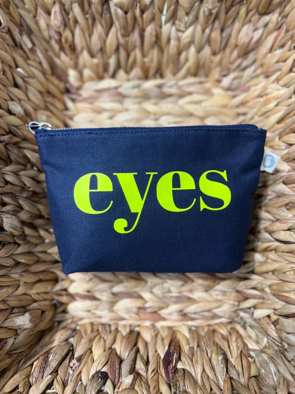 Makeup Bag Navy with Eyes sold by Quilted Koala