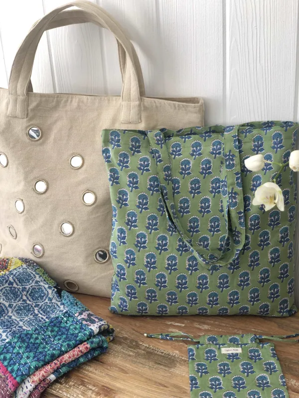 Boho Market Bag - Green sold by Quilted Koala