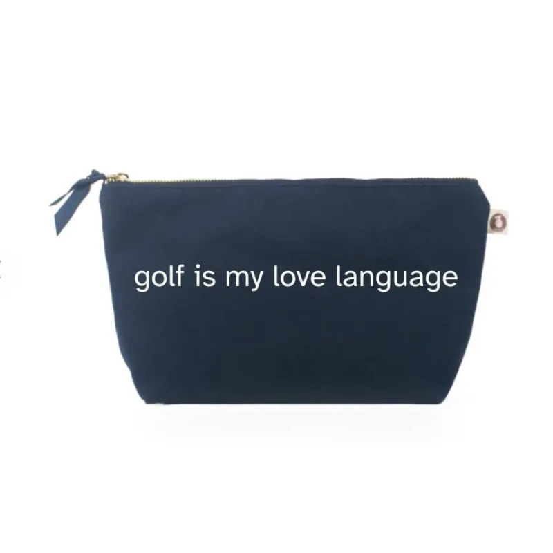 Golf is My Love Language Navy Makeup Bag - NEW! sold by Quilted Koala