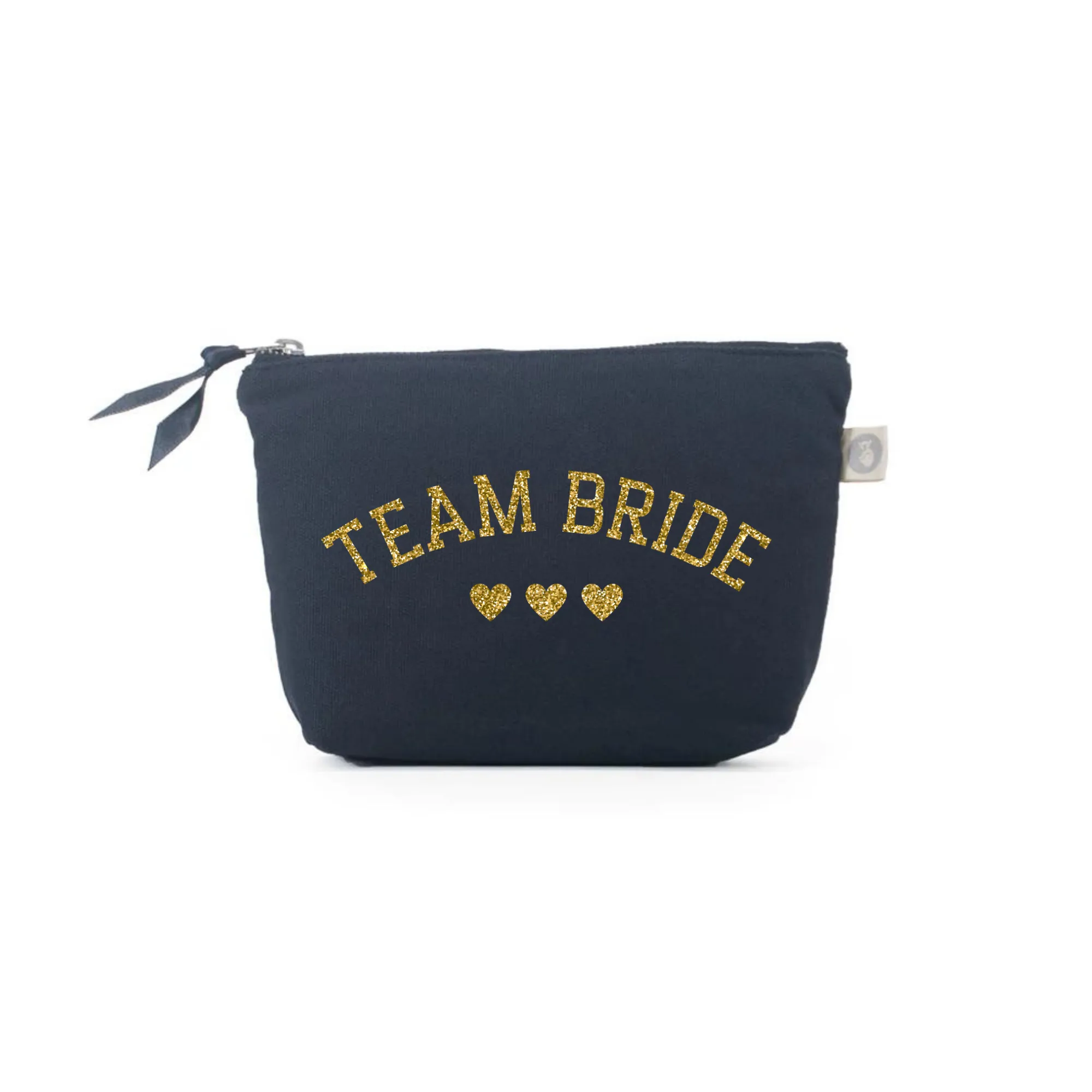 Navy Makeup Bag Gold Glitter Team Bride sold by Quilted Koala product image thumbnail 2