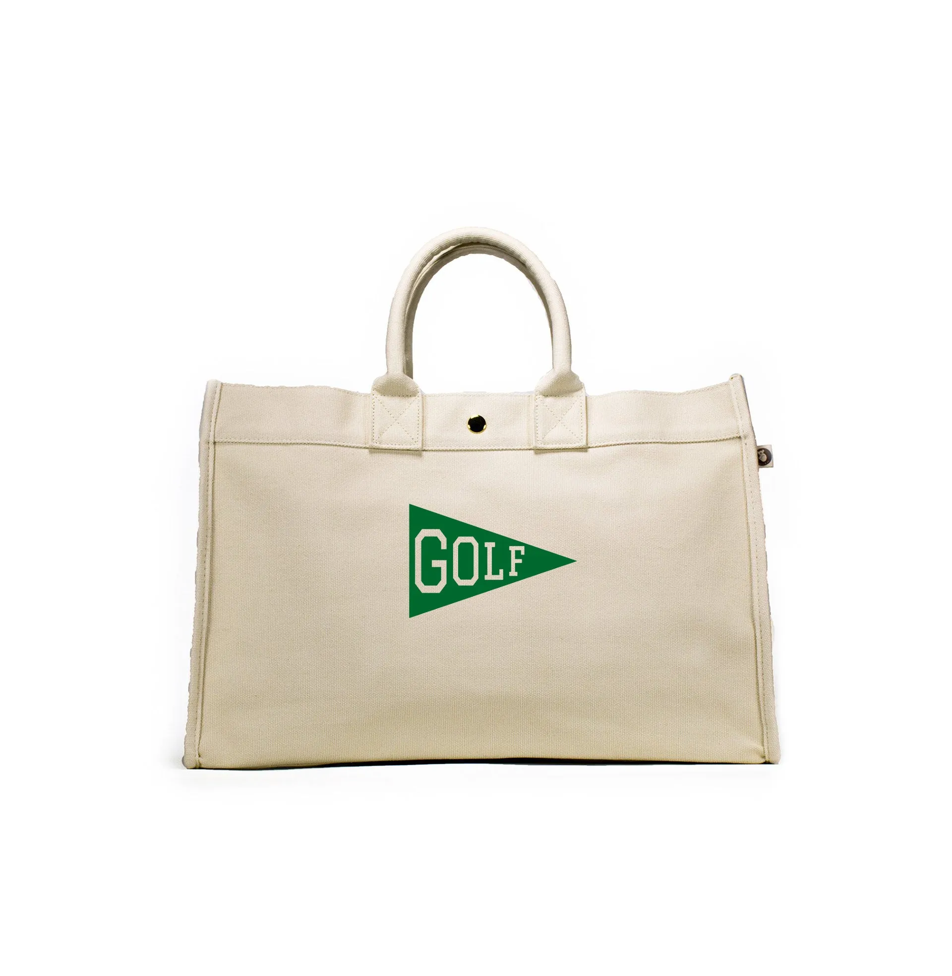 East West Bag: Natural with Kelly Green Matte Golf Flag sold by Quilted Koala