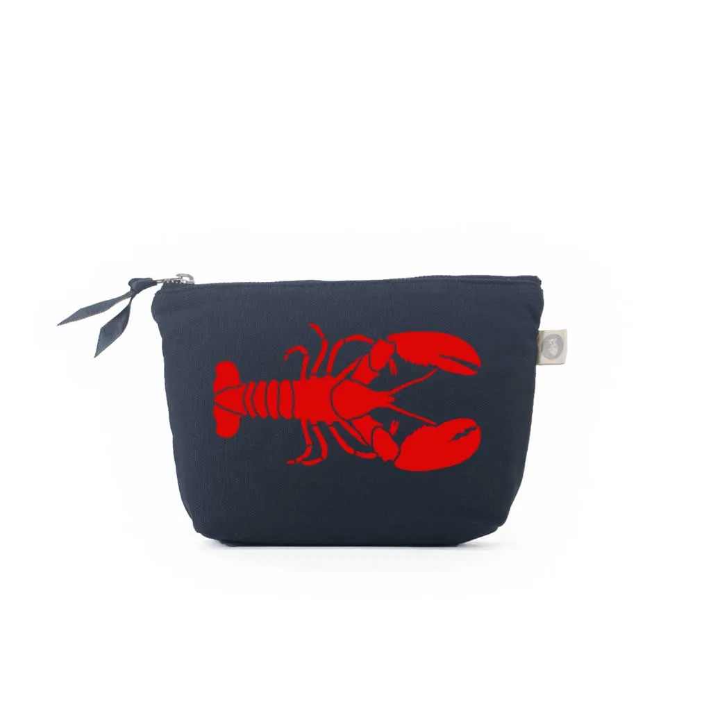 Makeup Bag Navy with a Red Lobster sold by Quilted Koala