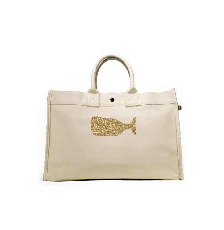 East West Bag: Natural with Gold Whale sold by Quilted Koala