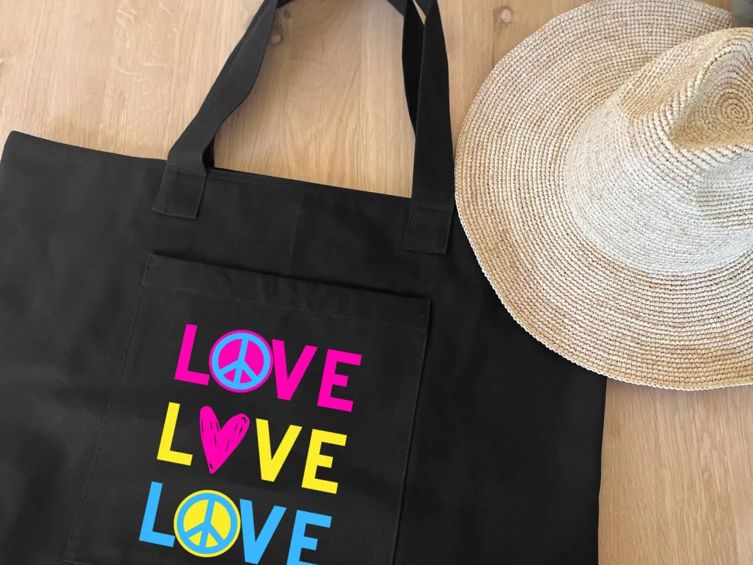 Everything Bag Black LOVE LOVE LOVE sold by Quilted Koala