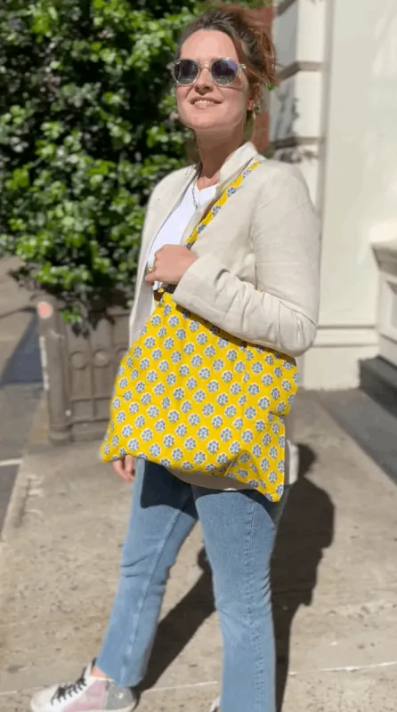 Boho Market Bag - Yellow  Just $6.40 with code SUMMER24 sold by Quilted Koala