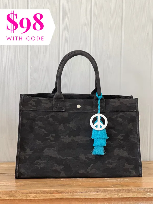East West Bundle: Black Camo + Aqua Tassel + White Peace Sign Charm *ONLY $98 WITH CODE: FIREWORKS* sold by Quilted Koala