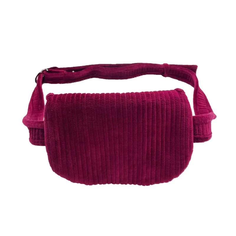 Quilted Velvet Adjustable Belt Bag - Bordeaux sold by Quilted Koala