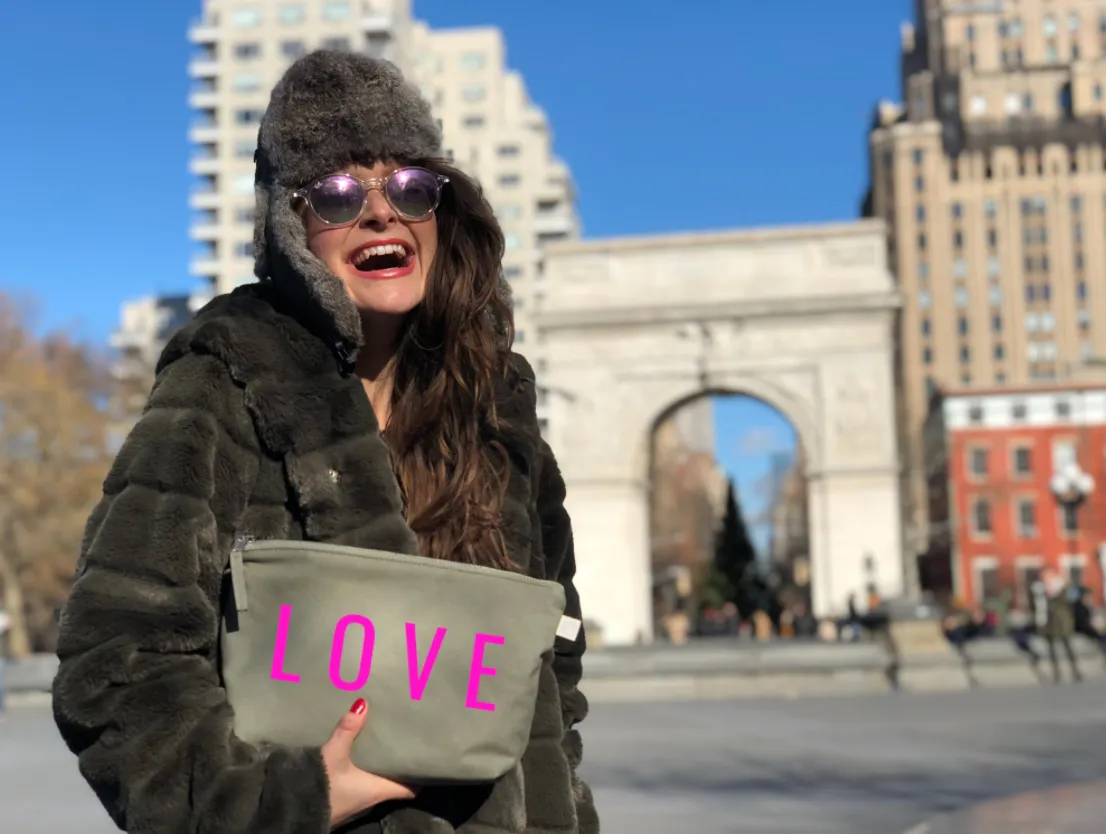 LOVE Collection: Clutch Olive with Neon Pink Matte LOVE sold by Quilted Koala