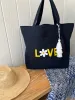 Everything Bag Navy with White/Yellow Daisy LOVE sold by Quilted Koala