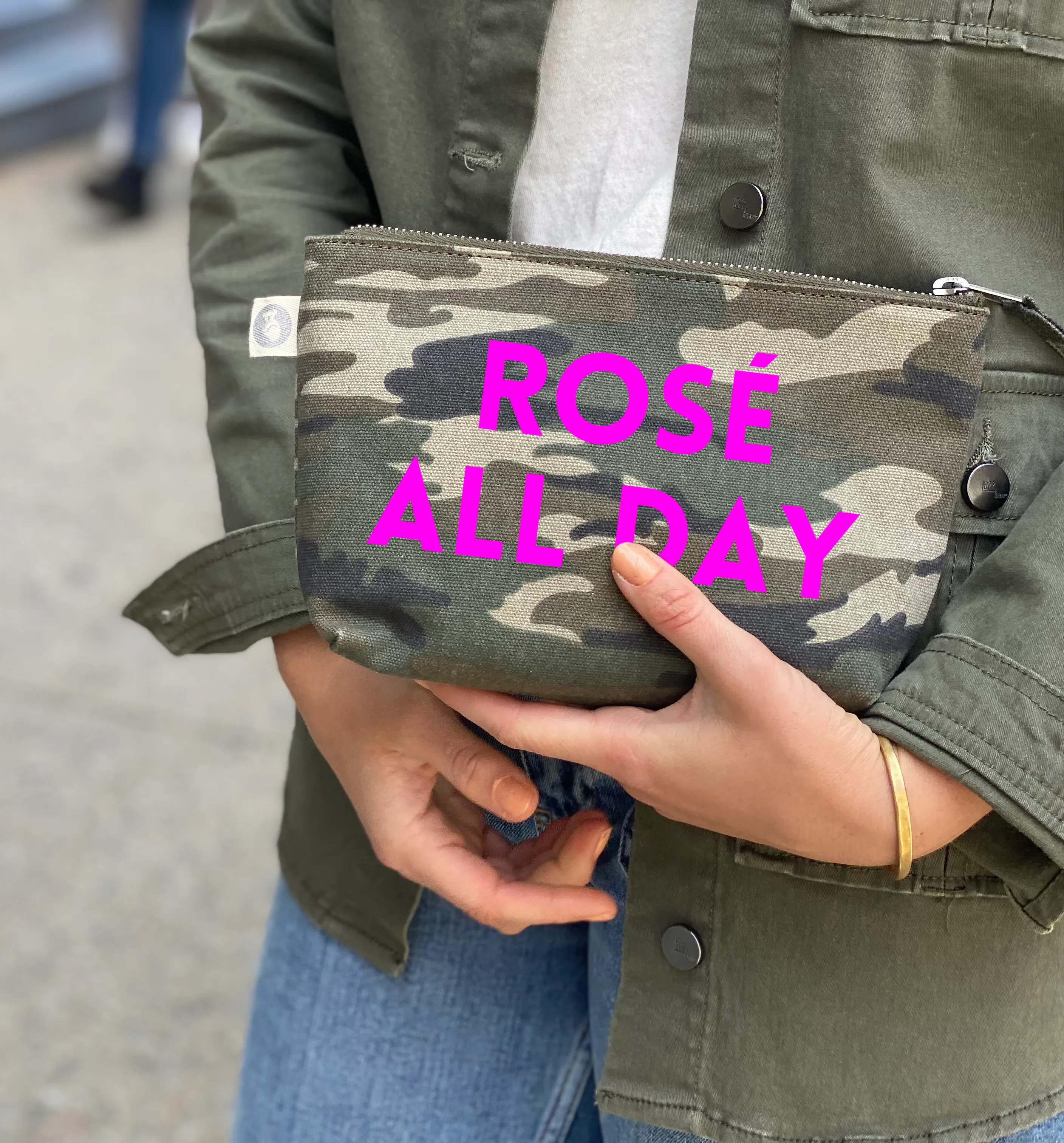 Green Camo Makeup Bag Neon Pink ROSÉ ALL DAY sold by Quilted Koala