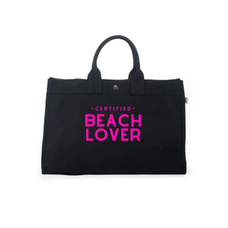 East West Bag: Black with Neon Pink Certified Beach LOVER sold by Quilted Koala