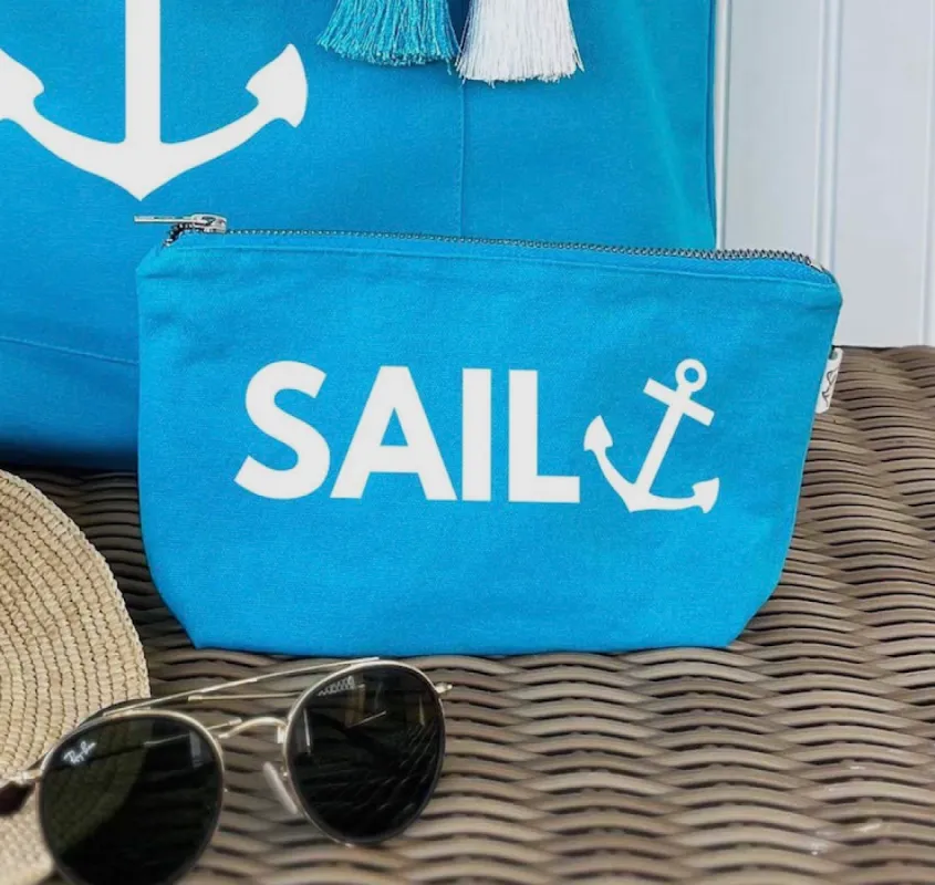 Makeup Bag: Aqua - SAIL ANCHOR  NEW sold by Quilted Koala