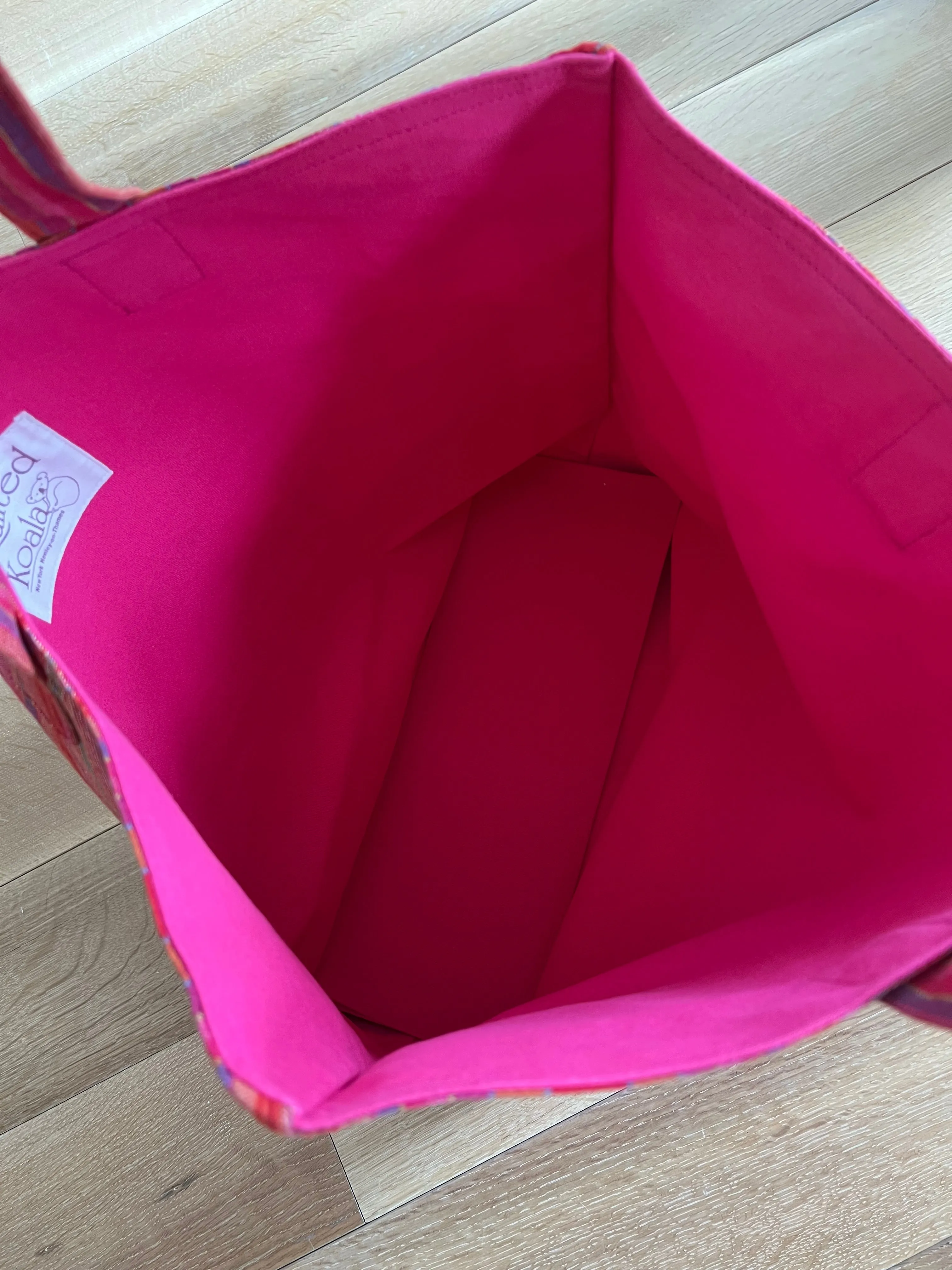 Pink Happy Stripe Everything Bag - Neon Pink Matte Certified Beach Lover sold by Quilted Koala product image thumbnail 2