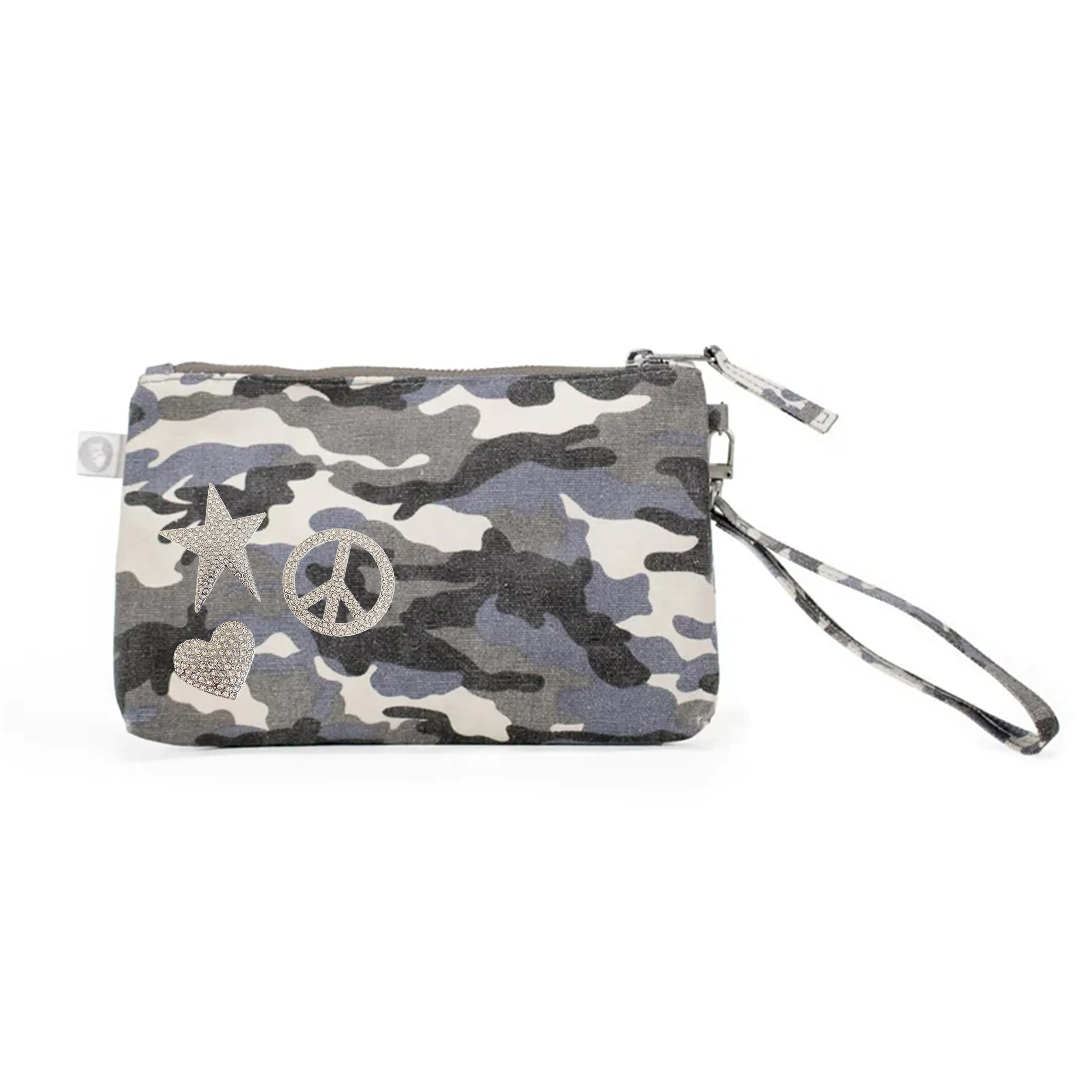 Grey Camo Mini Luxe Clutch sold by Quilted Koala
