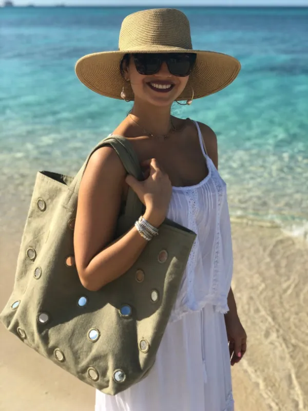 Boho Large Mirror Tote: Olive sold by Quilted Koala