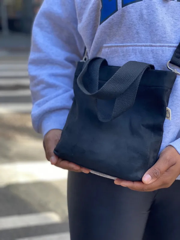 Midi Town Crossbody Bag: Black Vegan Suede 10% OFF with code: YMC sold by Quilted Koala