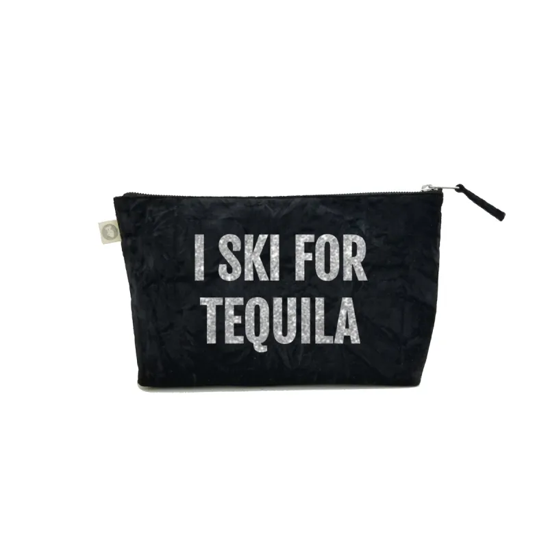 SKI Collection: Clutch Bag Black Velvet with Silver Glitter I SKI FOR TEQUILA sold by Quilted Koala
