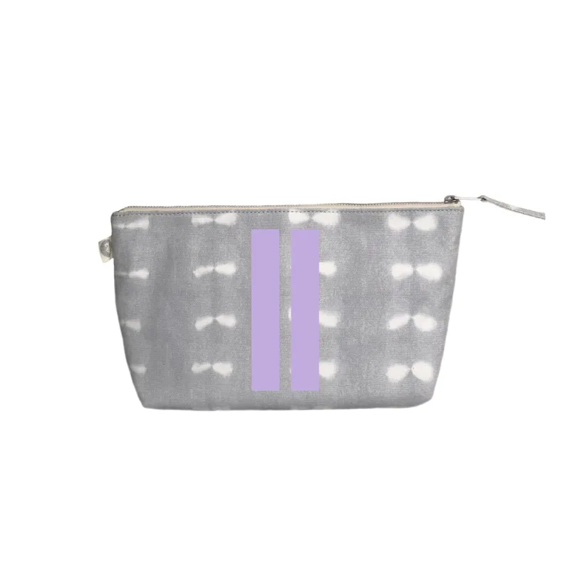 Grey Shibori Clutch Lilac Matte Double Stripe sold by Quilted Koala