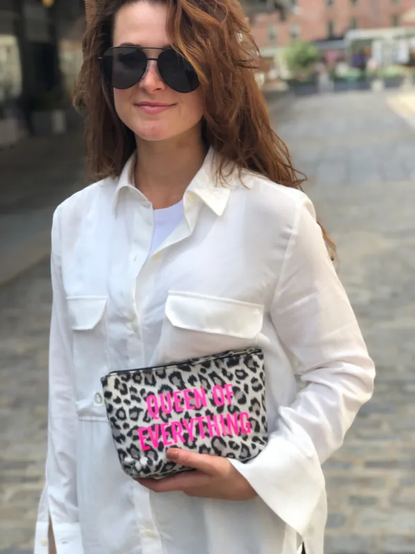 Makeup Bag: Leopard with Neon Pink Matte Queen of Everything sold by Quilted Koala