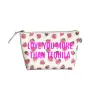 White Floral Makeup Bag Neon Pink LOVE YOU MORE THAN TEQUILA sold by Quilted Koala