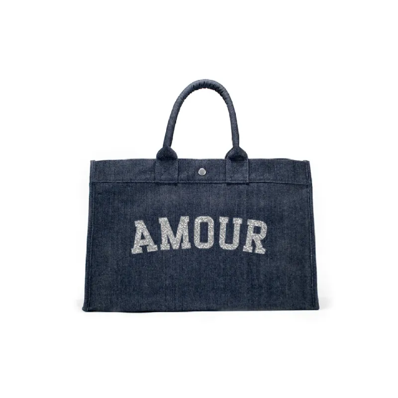 East-West Bag Denim Silver AMOUR sold by Quilted Koala