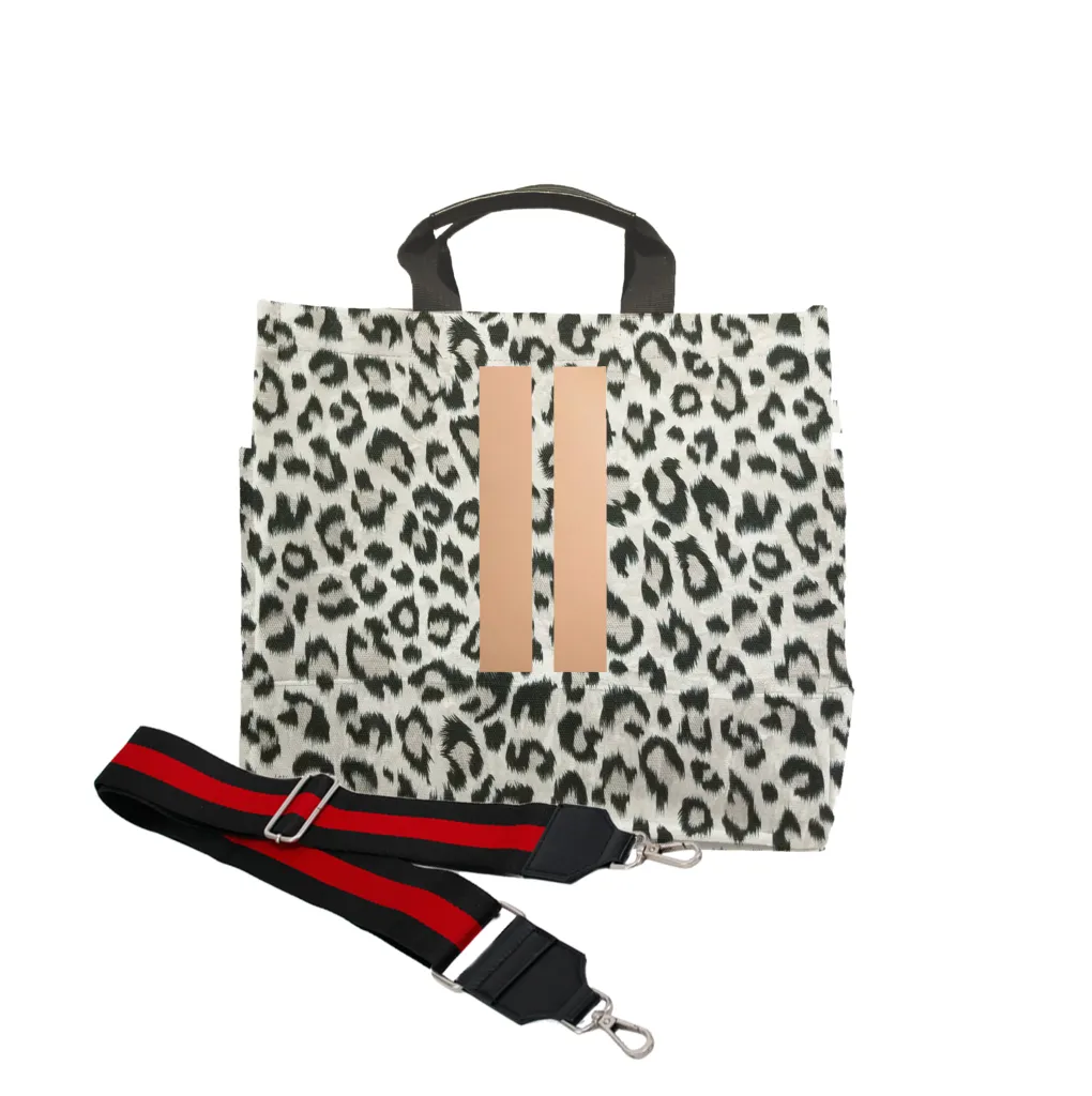 Luxe North South: Leopard with Rose Gold Double Stripes and Black and Red Strap sold by Quilted Koala product image thumbnail 2