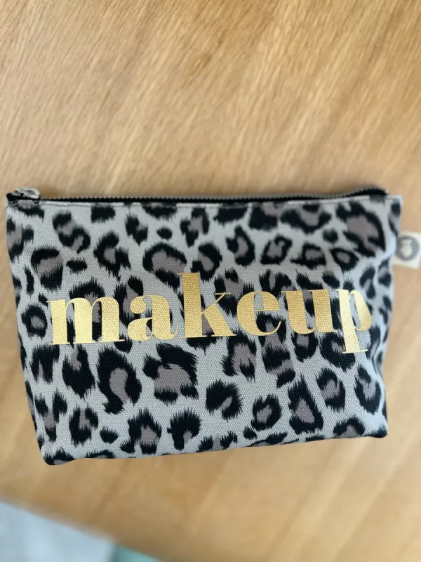 Leopard Makeup Bag with Gold Foil MAKEUP NEW! sold by Quilted Koala