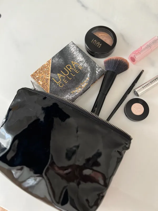 Black Metallic Makeup Bag sold by Quilted Koala