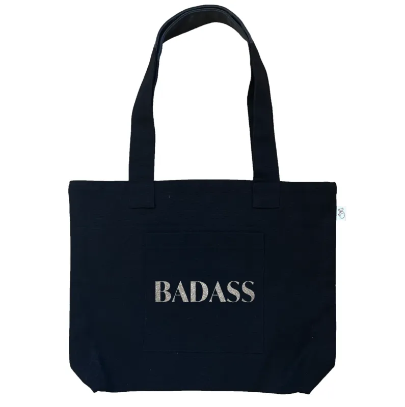 BADASS Midi Everything Bag- Silver Glitter on Black sold by Quilted Koala