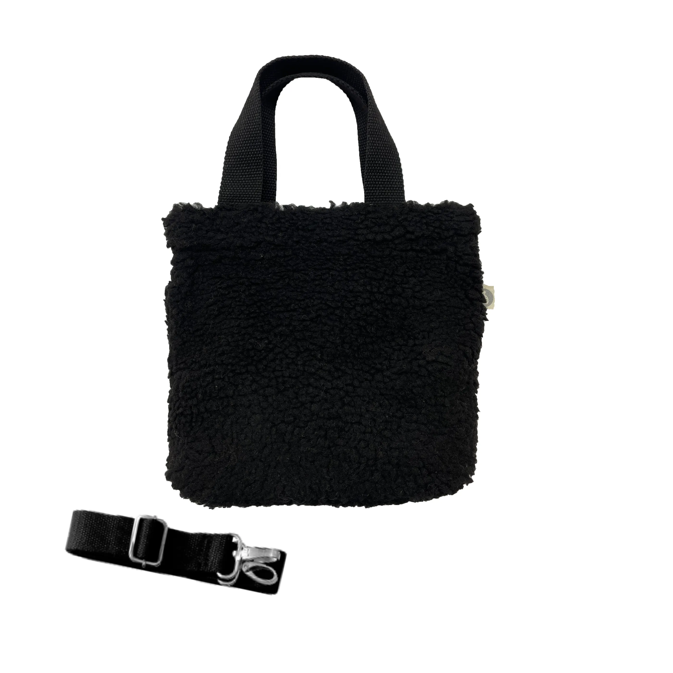 Midi Town Crossbody Bag: Black Sherpa sold by Quilted Koala