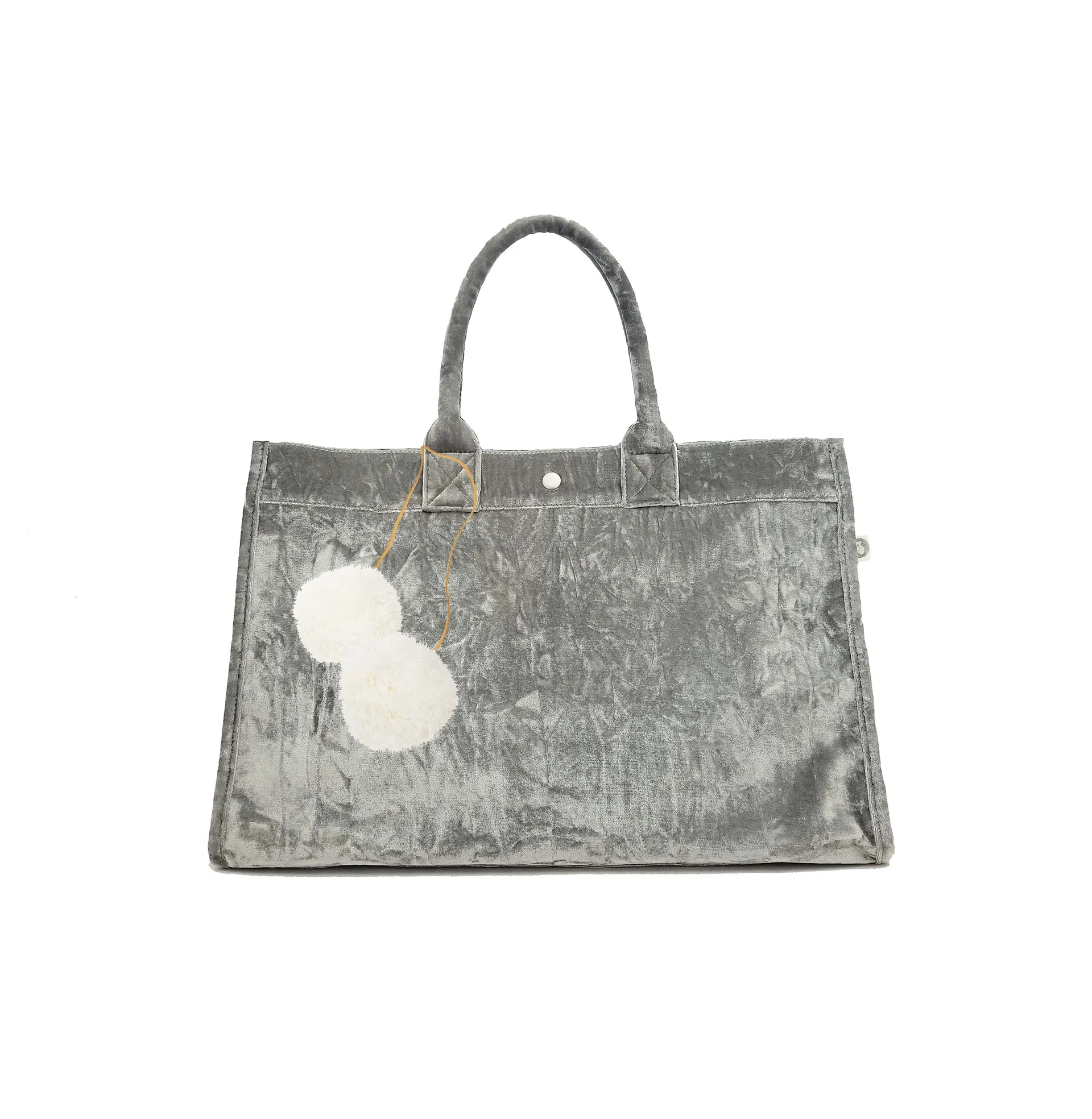 Grey Crushed Velvet East West Bag sold by Quilted Koala