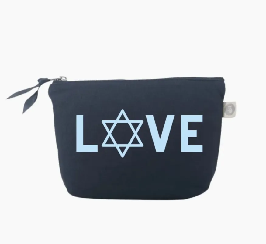 LOVE with Star of David - Navy Makeup Bag   NEW! sold by Quilted Koala