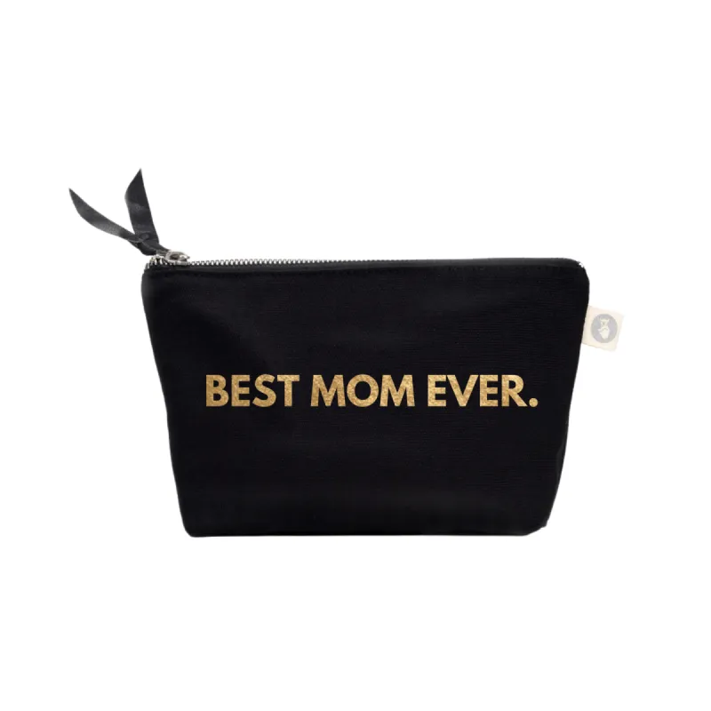 Best Mom Ever Makeup Bag- Black with Gold Foil sold by Quilted Koala