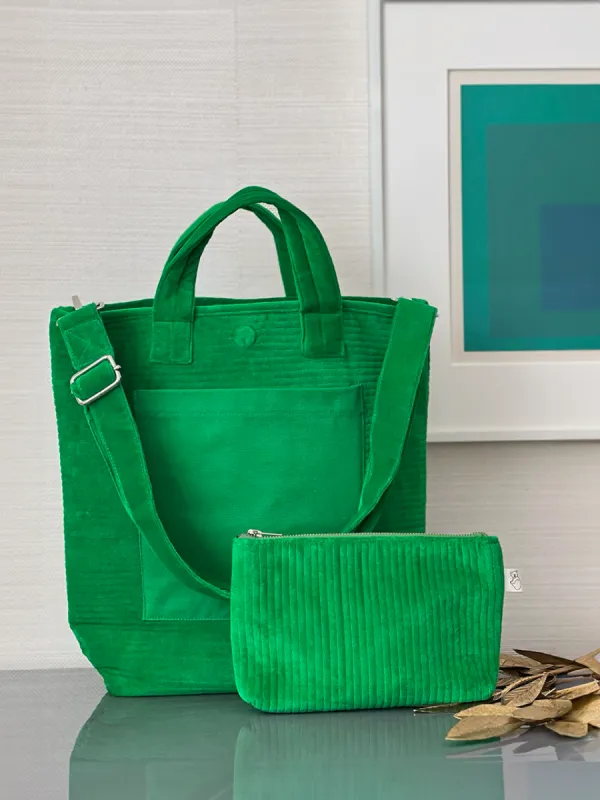 Quilted Velvet Electric Green Soho Crossbody Bag + FREE Makeup Bag Just $32 sold by Quilted Koala