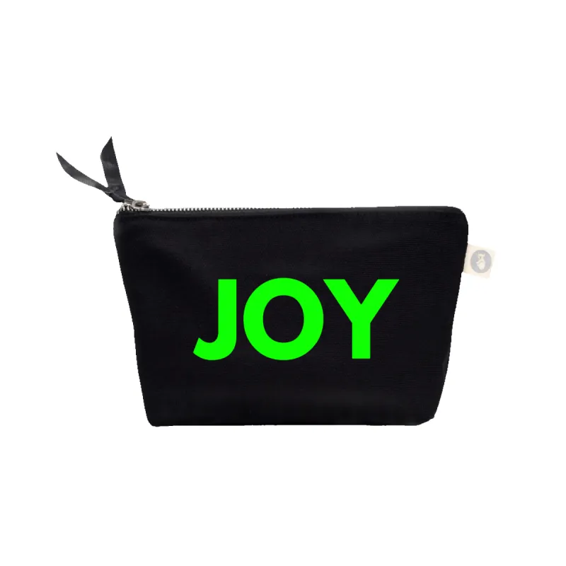 JOY Makeup Bag Black with Neon Green Matte sold by Quilted Koala