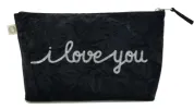 I Love You Collection: Clutch in Black Crushed Velvet with Silver Glitter sold by Quilted Koala