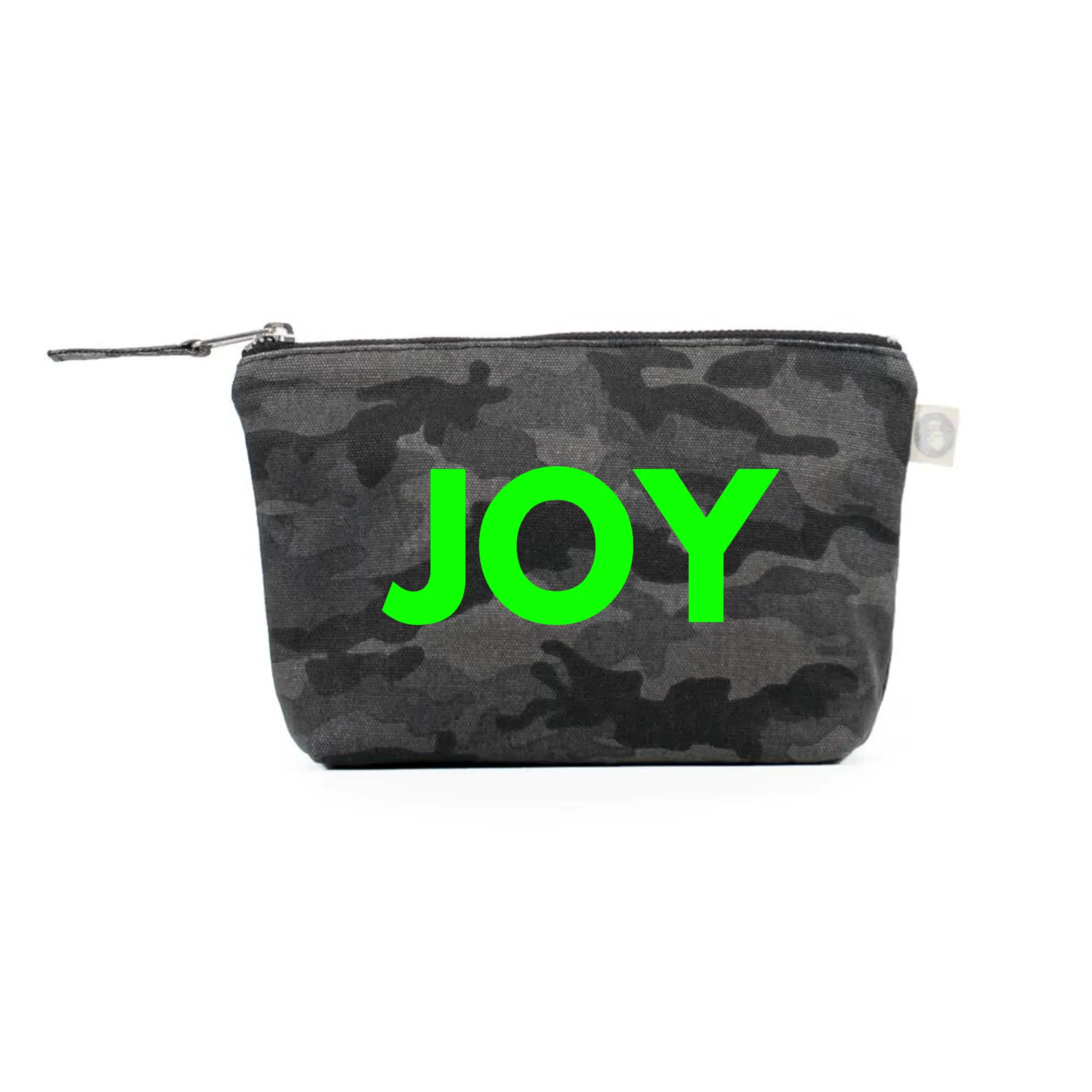 JOY Makeup Bag Black Camo with Neon Green Matte sold by Quilted Koala